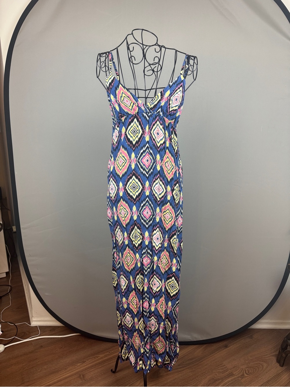 Forever 21 Diamond-Print Maxi Dress in Blue and Pink